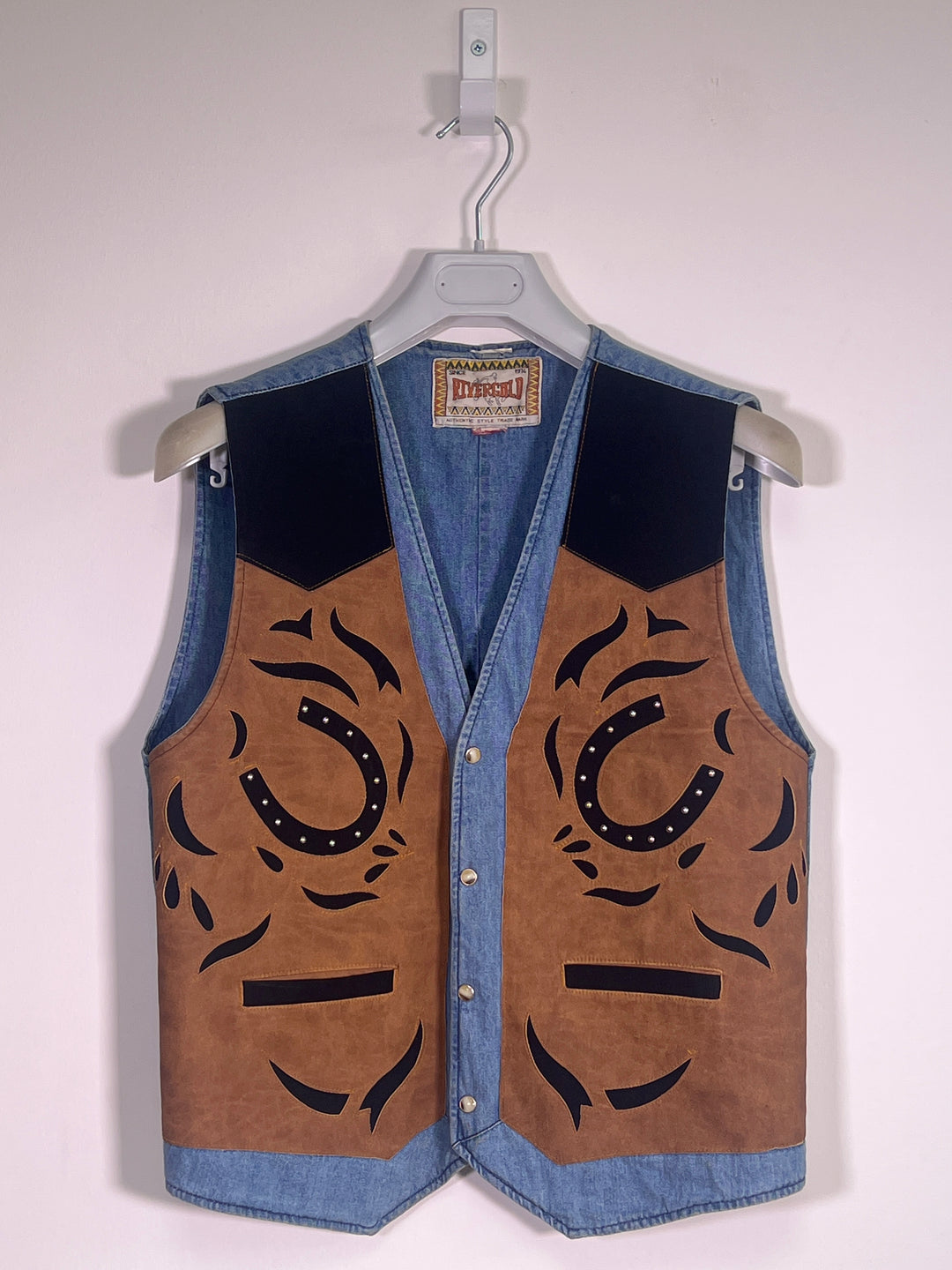 Rivergold Cowboy Leather & Denim Vest