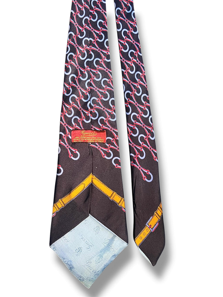 Gucci Horse Bridles Pattern Silk Tie