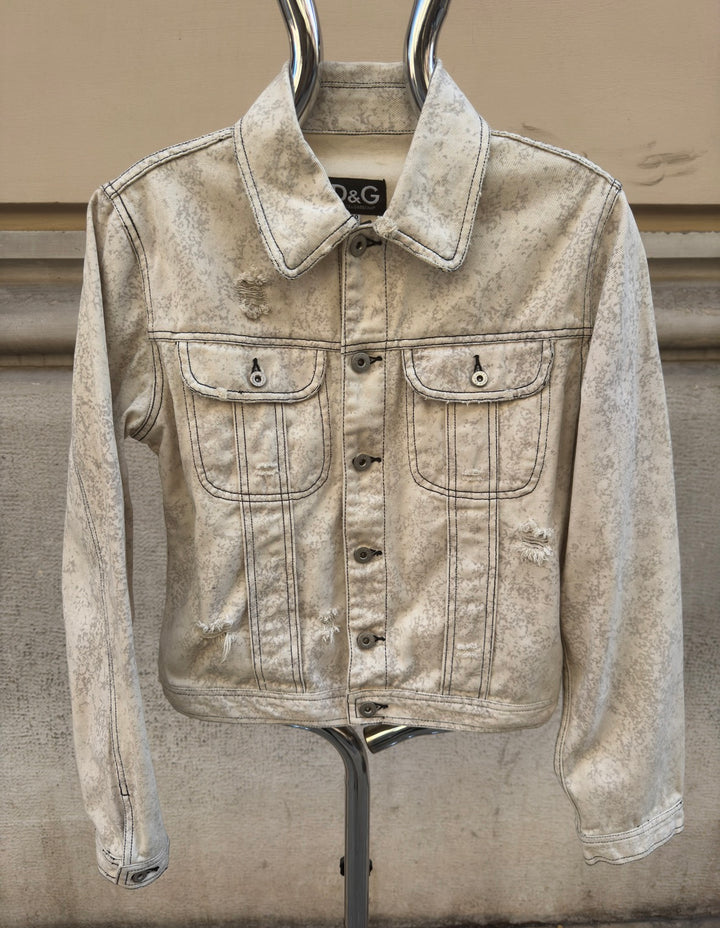 Dolce & Gabbana Ripped Acid Wash Denim Trucker Jacket