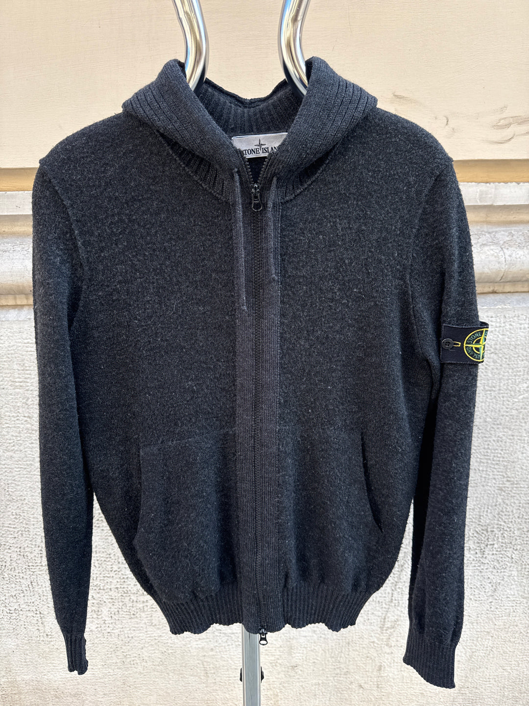 Stone Island Full Zip Wool Hooded Jumper