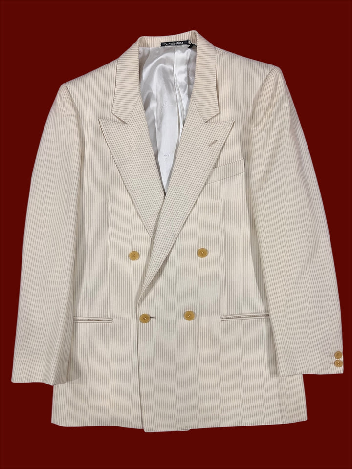 Valentino Cream Pinstripe Double Breast Jacket