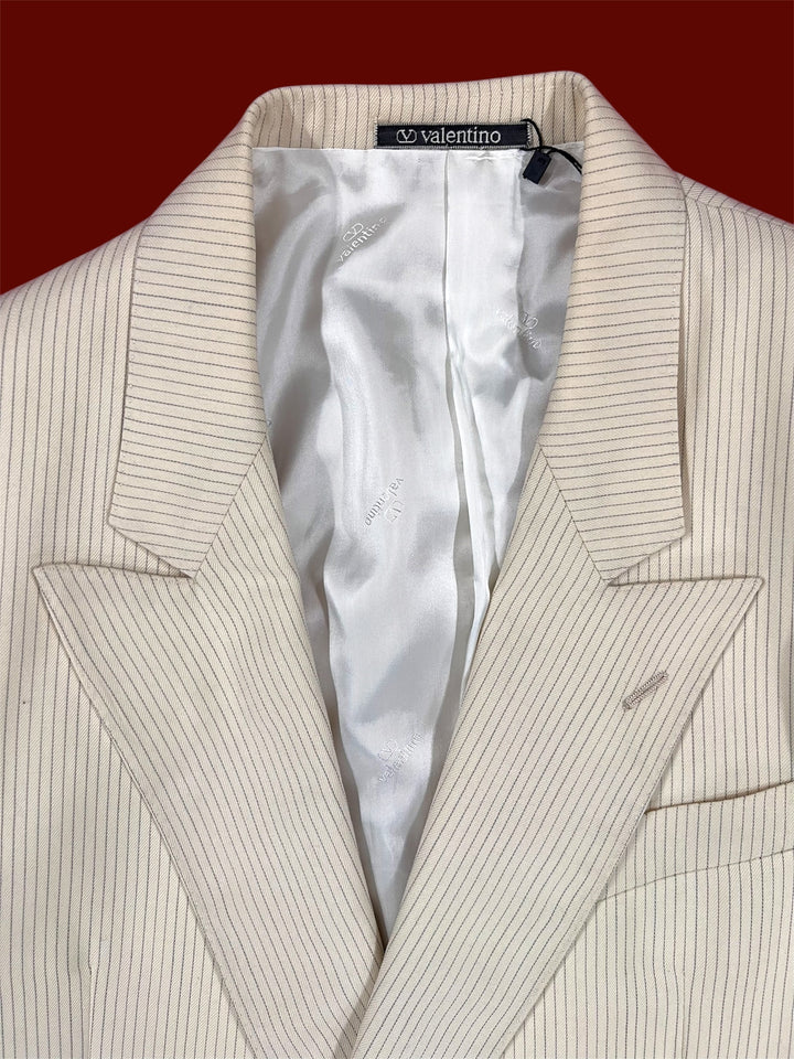 Valentino Cream Pinstripe Double Breast Jacket