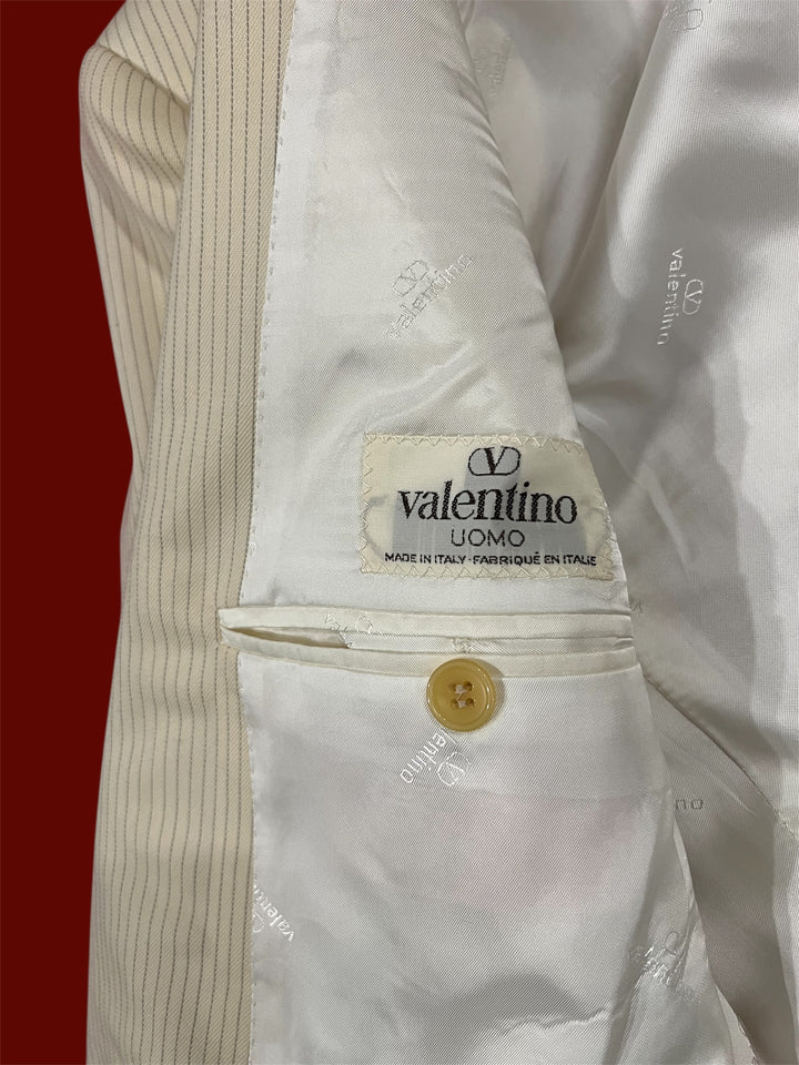 Valentino Cream Pinstripe Double Breast Jacket