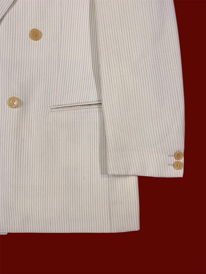 Valentino Cream Pinstripe Double Breast Jacket