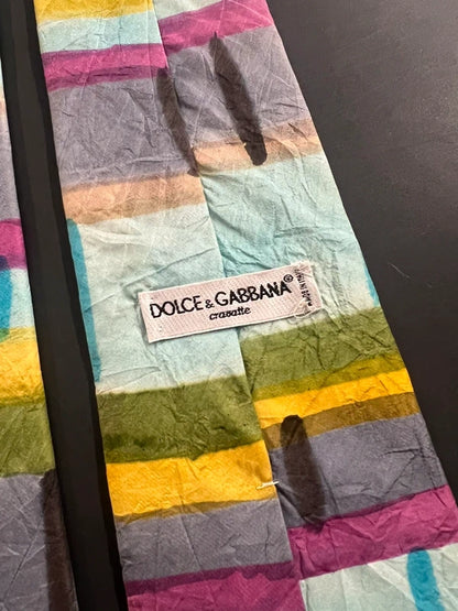 90s Dolce & Gabbana Brushed Print Silk Tie
