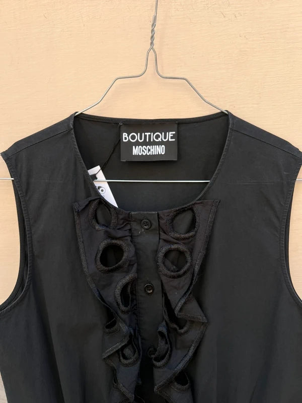 Y2K Moschino Pleated Romper Black Jumpsuit Dress