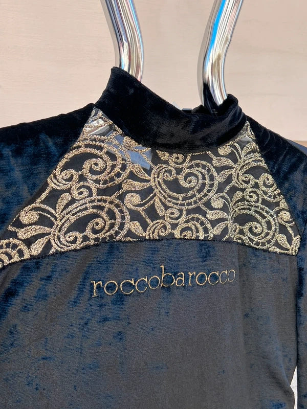 90s Roccobarocco Black Velvet Dress