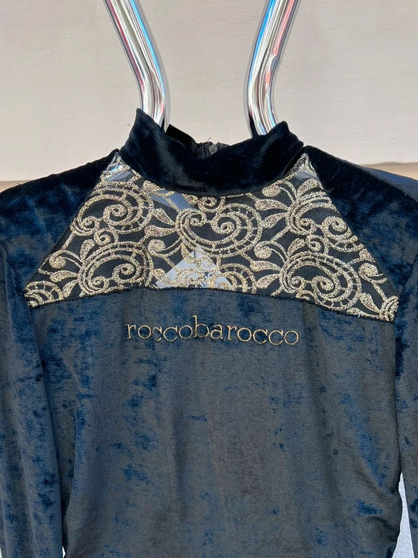 90s Roccobarocco Black Velvet Dress