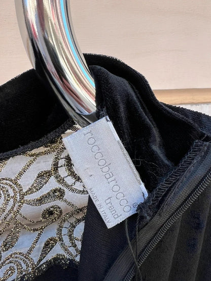 90s Roccobarocco Black Velvet Dress