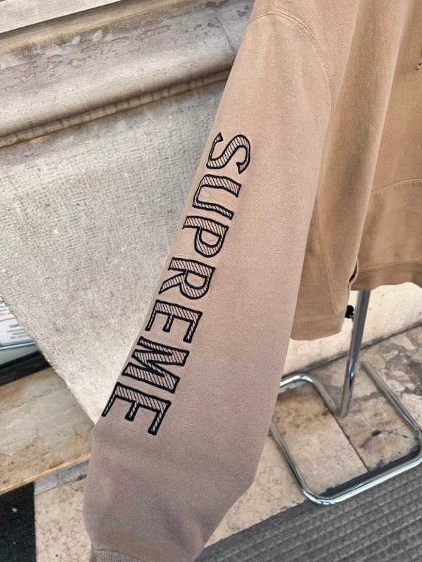2018 Supreme Sleeve Embroidery Hooded Sweatshirt