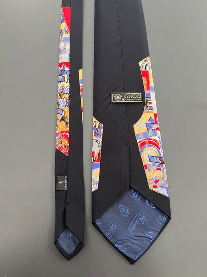 80s Gucci Patchwork Vest Design Silk Tie