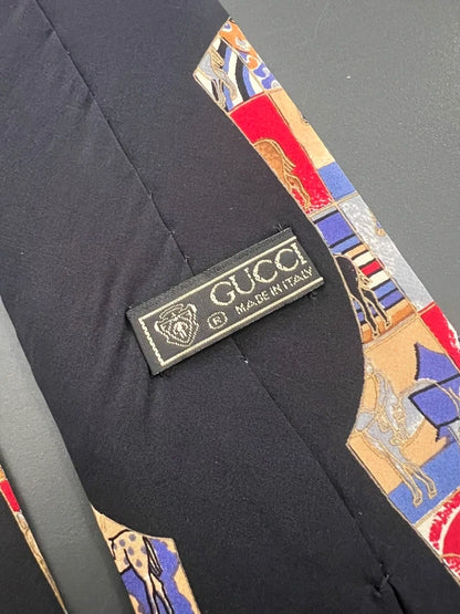 80s Gucci Patchwork Vest Design Silk Tie